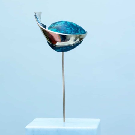 Avocado-Plant-40x11x10cm-(limited-to-10)-BRONZE-PATINA-polished-stainless-with-BLACK-GRANITE-[bronze,-table-top,stainless-steel]Zoe-Ellenberg-plant-interior-sculpture-australian-teal