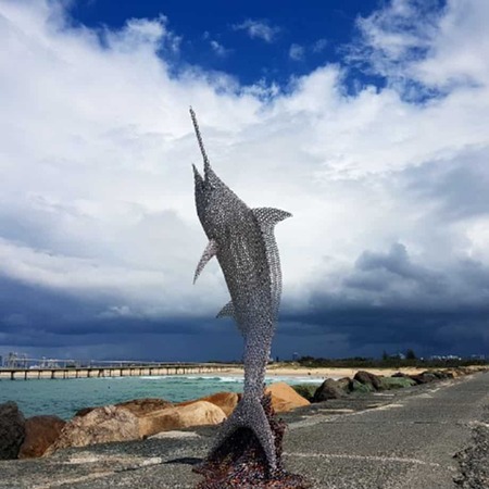 marine, fish sculpture, large scale outdoor metal art