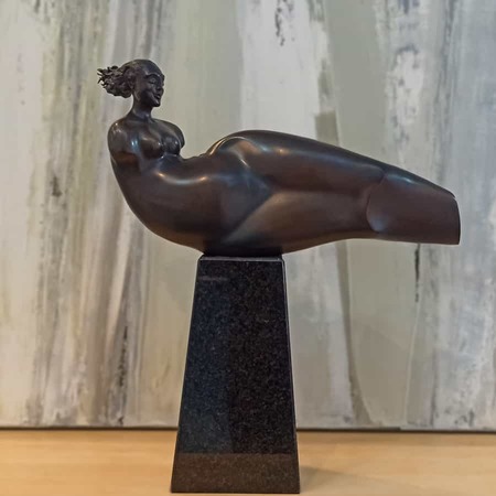 BRONZE-MARBLE-BASE-[Bronze,Table-top,Figurative]-Libucha-Zygmunt-australian-sculpture-female-form