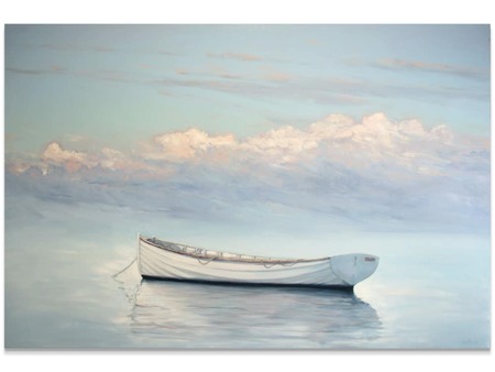 Australian artwork boats - a pale blue light marshall williams